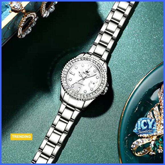 Stainless Steel Dress Watch with Diamond Roman Numerals main image 7
